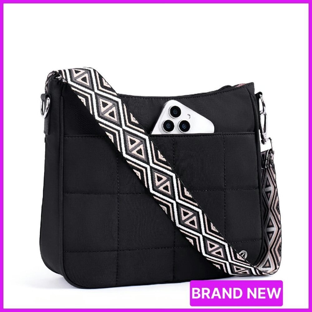 Quilted Puffer Crossbody Bag Anti Theft Travel Purse Minimal Chic